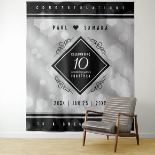 Elegant 10th Tin Wedding Anniversary Celebration Tapestry