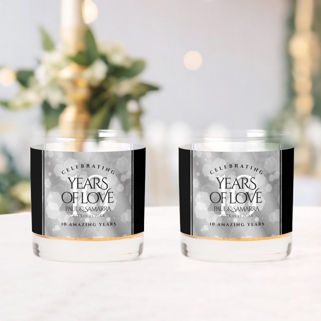 Elegant 10th Tin Wedding Anniversary Celebration Whiskey Glass (Insitu (Wedding))