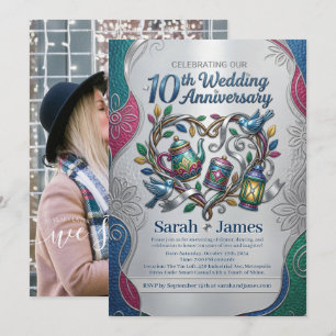 Elegant 10th Tin Wedding Anniversary Party Photo Invitation