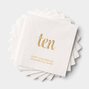 Elegant 10th Wedding Anniversary Gold Foil Napkins