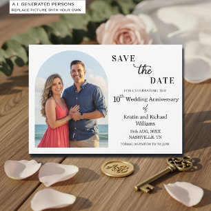 Elegant 10th Wedding Anniversary Photo Save The Date