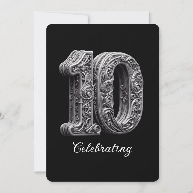 ELEGANT 10th YEAR WEDDING ANNIVERSARY Invitation (Back)