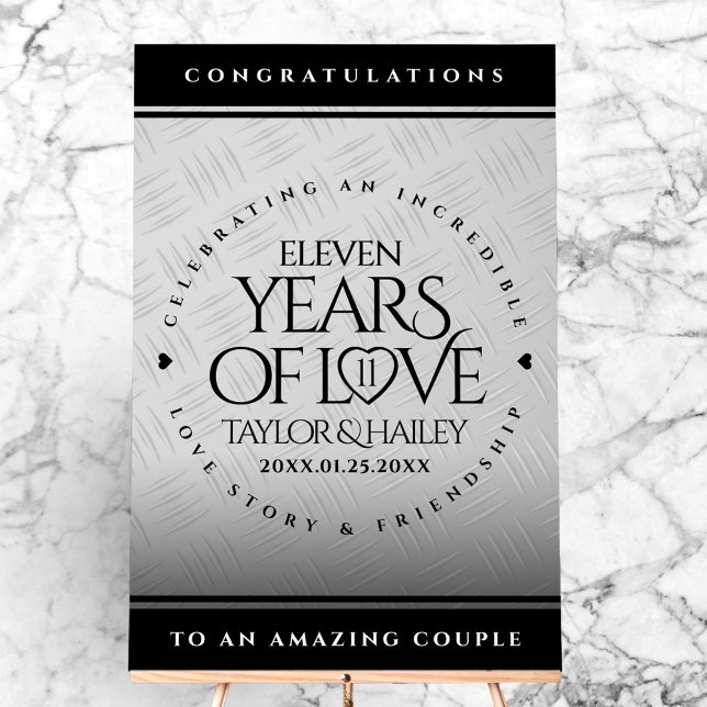 Elegant 11th Steel Wedding Anniversary Acrylic Sign (Elegant 11th Steel Wedding Anniversary Acrylic Cover Photo)