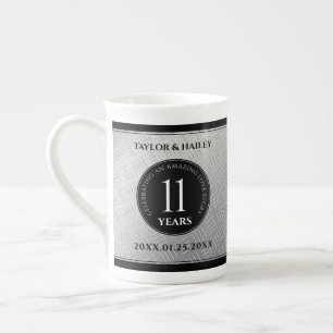 Elegant 11th Steel Wedding Anniversary Celebration Bone China Mug