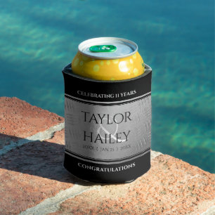 Elegant 11th Steel Wedding Anniversary Celebration Can Cooler