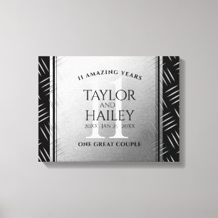 Elegant 11th Steel Wedding Anniversary Celebration Canvas Print