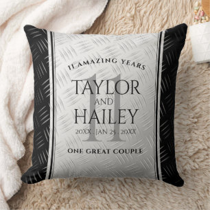 Elegant 11th Steel Wedding Anniversary Celebration Cushion
