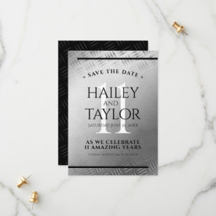 Elegant 11th Steel Wedding Anniversary Celebration Save The Date