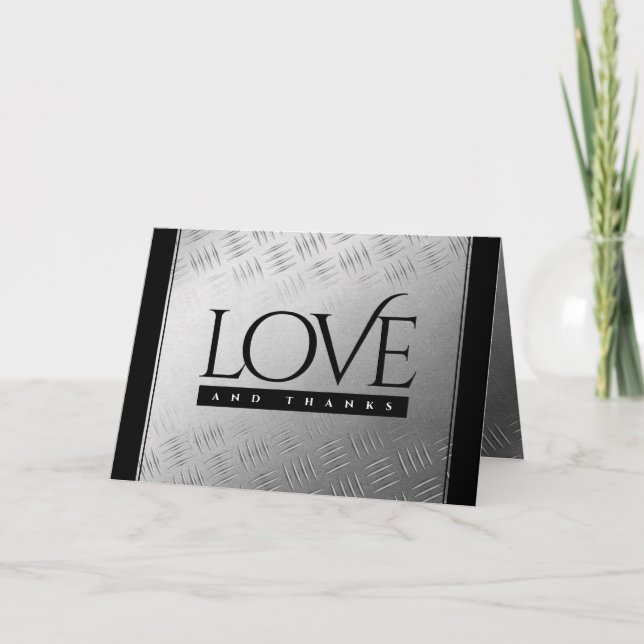 Elegant 11th Steel Wedding Anniversary Celebration Thank You Card (Front)