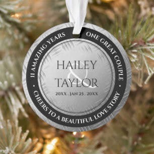 Elegant 11th Steel Wedding Anniversary Ornament