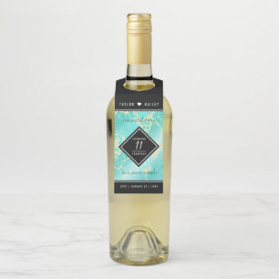 Elegant 11th Turquoise Wedding Anniversary Bottle Tag