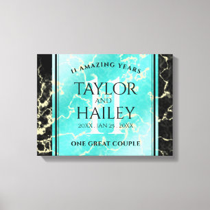 Elegant 11th Turquoise Wedding Anniversary Canvas Print