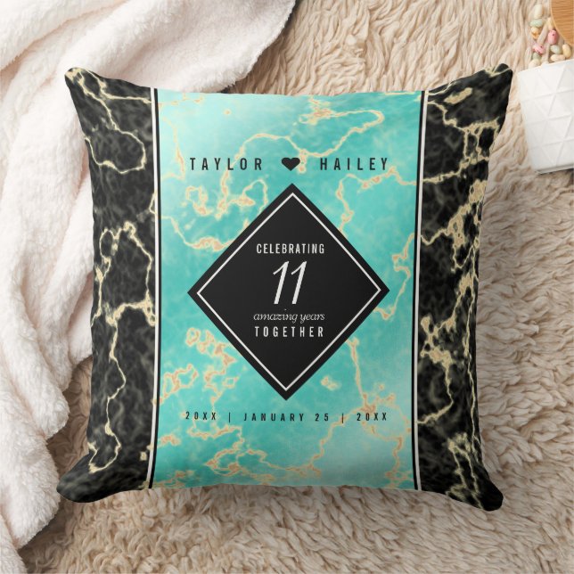 Elegant 11th Turquoise Wedding Anniversary Cushion (Blanket)