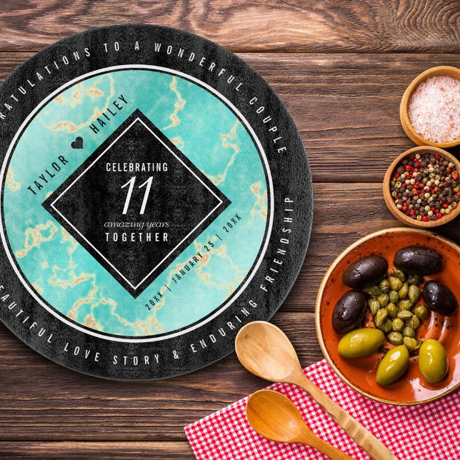 Elegant 11th Turquoise Wedding Anniversary Cutting Board (Creator Uploaded)