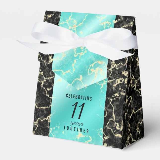 Elegant 11th Turquoise Wedding Anniversary Favour Box (Front Side)