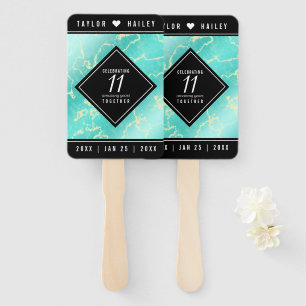 Elegant 11th Turquoise Wedding Anniversary Hand Fan