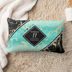 Elegant 11th Turquoise Wedding Anniversary Lumbar Cushion