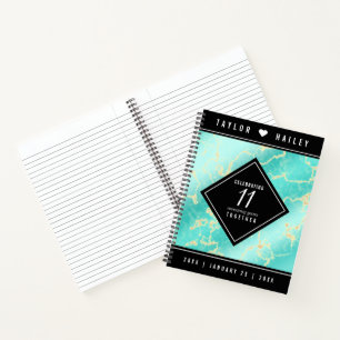 Elegant 11th Turquoise Wedding Anniversary Notebook