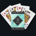 Elegant 11th Turquoise Wedding Anniversary Playing Cards<br><div class="desc">Celebrate the 11th turquoise wedding anniversary with these stylish playing cards! Elegant white lettering on a yellow marble and greenish blue background add a memorable touch for this special occasion and milestone. Personalise with the couple's names and years of marriage.

Design © W.H. Sim. See more at zazzle.com/expressionsoccasions</div>