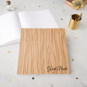 Elegant 12 x 12 Guestbook in Wood Foil Design