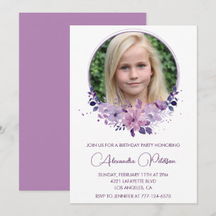 Elegant 12th birthday invitation Photo Floral Boho