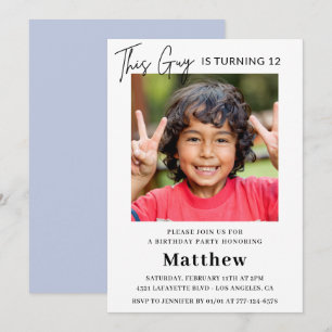 Elegant 12th birthday invitations Boy Photo