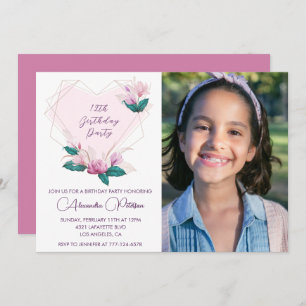 Elegant 12th birthday invitations Floral Photo