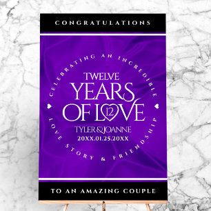 Elegant 12th Silk Wedding Anniversary Celebration Acrylic Sign
