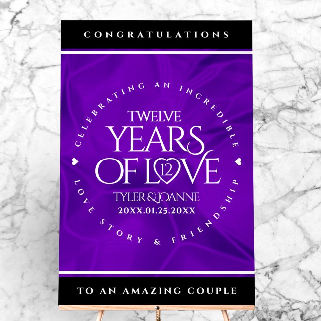 Elegant 12th Silk Wedding Anniversary Celebration Acrylic Sign (Elegant 12th Silk Wedding Anniversary Acrylic Sign Cover Photo)