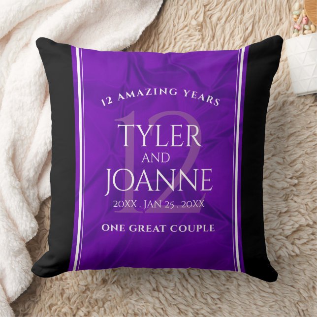 Elegant 12th Silk Wedding Anniversary Celebration Cushion (Blanket)
