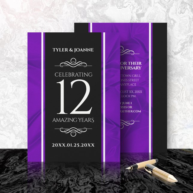 Elegant 12th Silk Wedding Anniversary Celebration Invitation (Creator Uploaded)