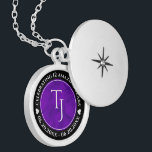 Elegant 12th Silk Wedding Anniversary Celebration Locket Necklace<br><div class="desc">Celebrate the 12th wedding anniversary with this commemorative locket! Elegant white lettering on a luxurious purple silk background add a memorable touch for this special occasion and milestone. Customise with couple's initials,  a special message,  and dates for their silk anniversary.

Design © W.H. Sim. See more at zazzle.com/expressionsoccasions</div>