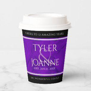 Elegant 12th Silk Wedding Anniversary Celebration Paper Cups