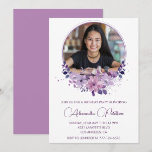 Elegant 13th birthday invitation Photo Floral Boho