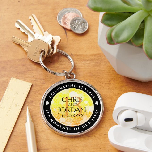Elegant 13th Citrine Wedding Anniversary Key Ring (Desk)