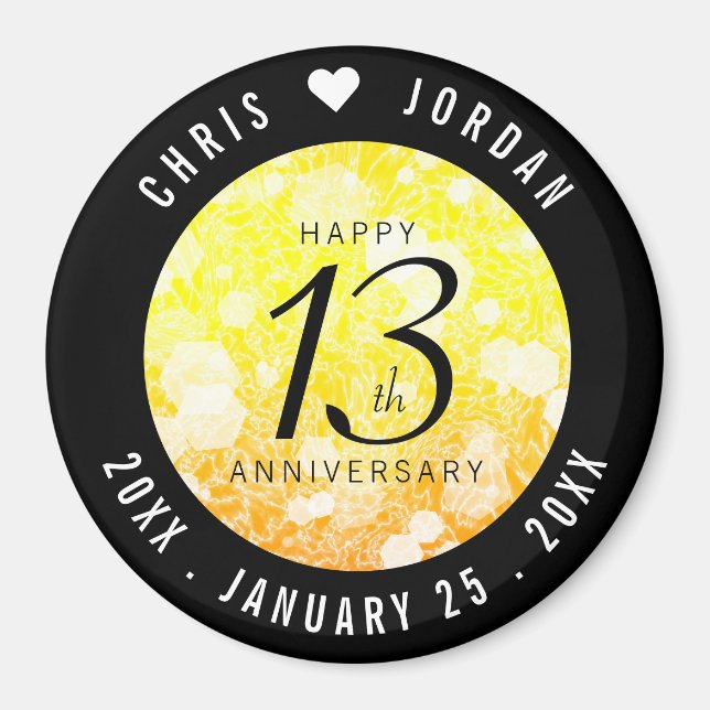 Elegant 13th Citrine Wedding Anniversary Magnet (Front)