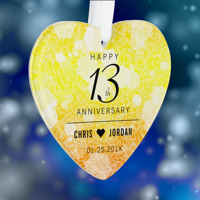 Elegant 13th Citrine Wedding Anniversary Ornament (Elegant 13th Citrine Wedding Anniversary Acrylic Ornament Cover Photo.)