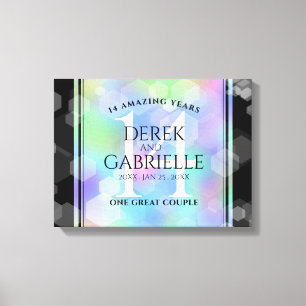 Elegant 14th Opal Wedding Anniversary Celebration Canvas Print