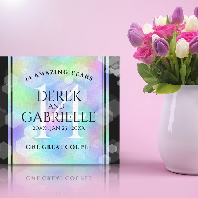 Elegant 14th Opal Wedding Anniversary Celebration Canvas Print (Creator Uploaded)