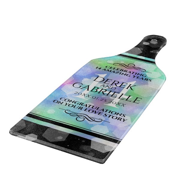 Elegant 14th Opal Wedding Anniversary Celebration Cutting Board (Corner)
