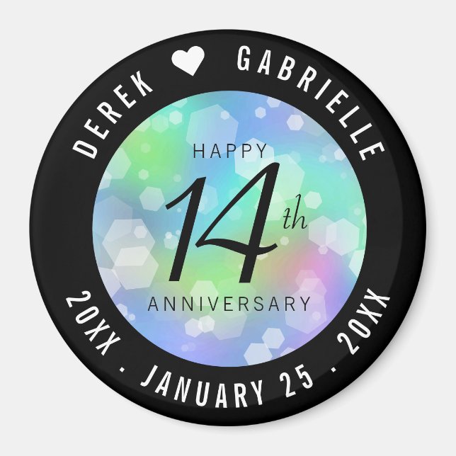 Elegant 14th Opal Wedding Anniversary Celebration Magnet (Front)
