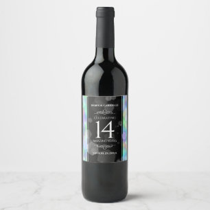 Elegant 14th Opal Wedding Anniversary Celebration Wine Label