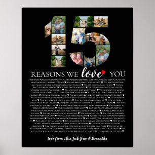 elegant 15 Reasons Why I Love You Photo Montage Poster