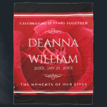 Elegant 15th 26th 36th Rose Wedding Anniversary Fleece Blanket<br><div class="desc">Celebrate the 15th, 26th, or 36th rose wedding anniversary with this stylish blanket! Elegant white lettering on a romantic red rose background add a memorable touch for this special occasion and (extraordinary) milestone. Personalise with couple's names, dates of marriage, and congratulatory messages. Design © W.H. Sim. See more at zazzle.com/expressionsoccasions...</div>