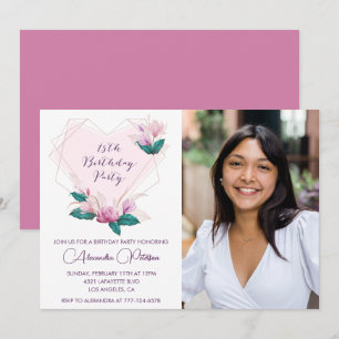 Elegant 15th birthday invitations Floral Photo