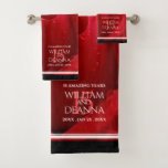 Elegant 15th Rose Wedding Anniversary Celebration Bath Towel Set<br><div class="desc">Celebrate the 15th rose wedding anniversary with this stylish towel set! Elegant lettering on a romantic red rose background add a memorable touch for this special occasion and milestone. Personalise with the couple's names,  dates of marriage,  and congratulatory message.

Design © W.H. Sim. See more at zazzle.com/expressionsoccasions</div>