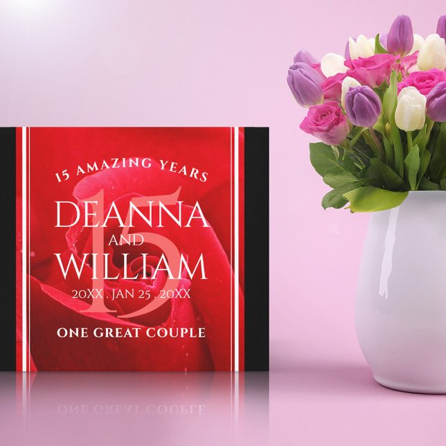 Elegant 15th Rose Wedding Anniversary Celebration Canvas Print (Creator Uploaded)