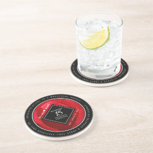 Elegant 15th Rose Wedding Anniversary Celebration Coaster