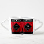 Elegant 15th Rose Wedding Anniversary Celebration Coffee Mug Set<br><div class="desc">Nothing says "you complete me" or "your better/other half" than nesting lovers' mugs, and this stylish set celebrates the 15th rose wedding anniversary beautifully! Elegant white lettering on a romantic red rose background add a memorable touch for this special occasion and milestone. Personalise with the couple's names and years of...</div>
