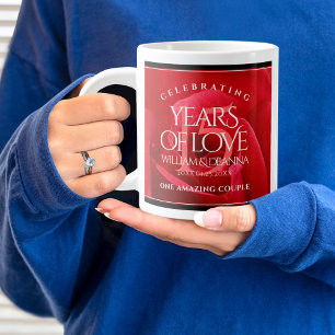 Elegant 15th Rose Wedding Anniversary Celebration Large Coffee Mug